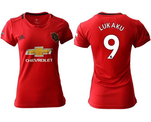 Women's Manchester United #9 Lukaku Red Home Soccer Club Jersey